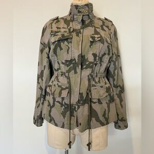 Love Fire Women’s Cotton Military Green Camouflage Casual Utility Jacket Size S